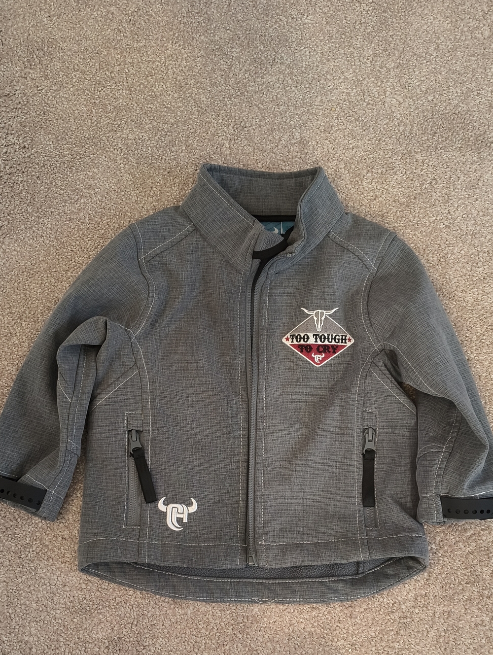 Cowboy Hardware Kids-Toddler Grey 'Too Tough' Softshell Jacket 3T